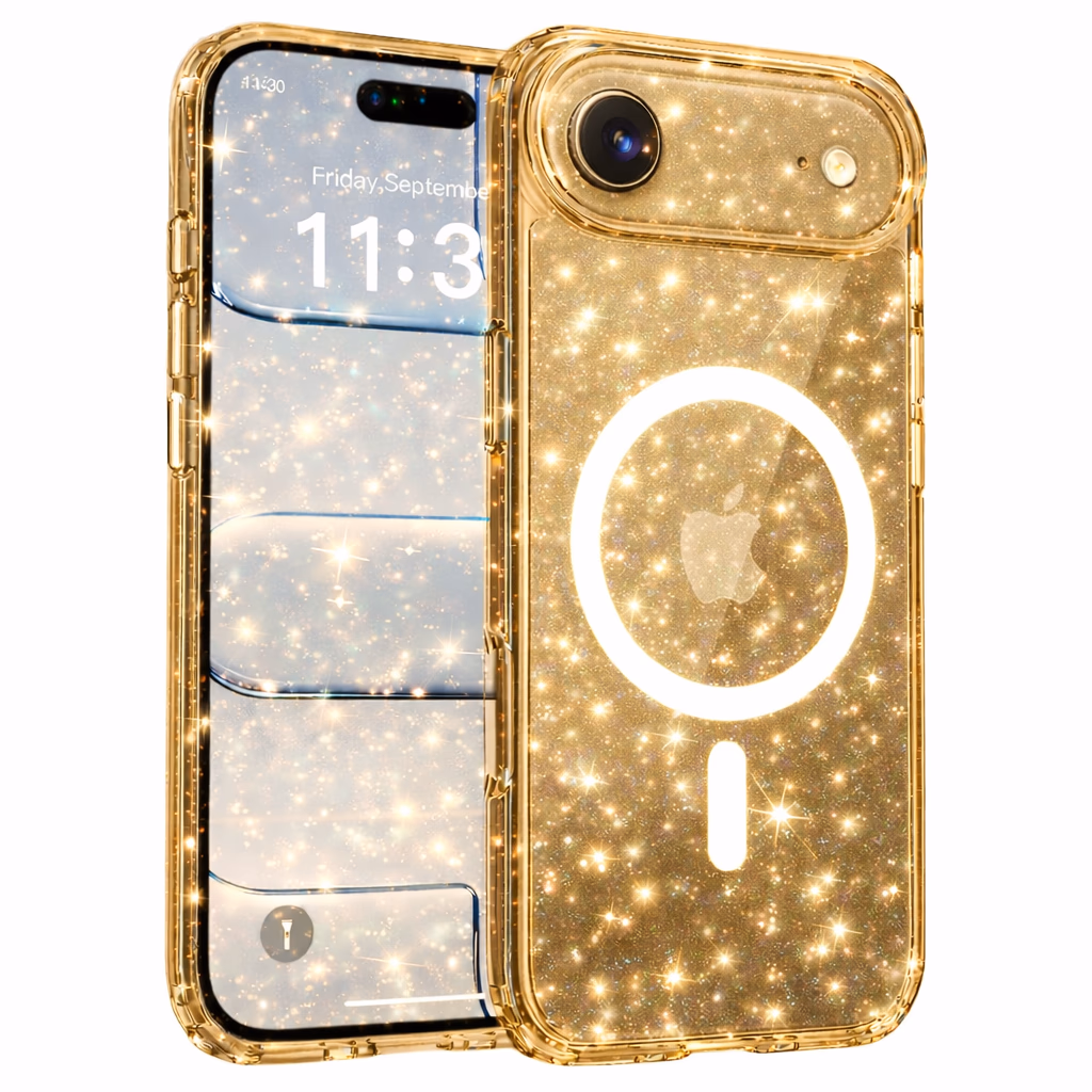 iPhone 17 Air - MagSafe Acrylic Hard Case - Gold Sparkle